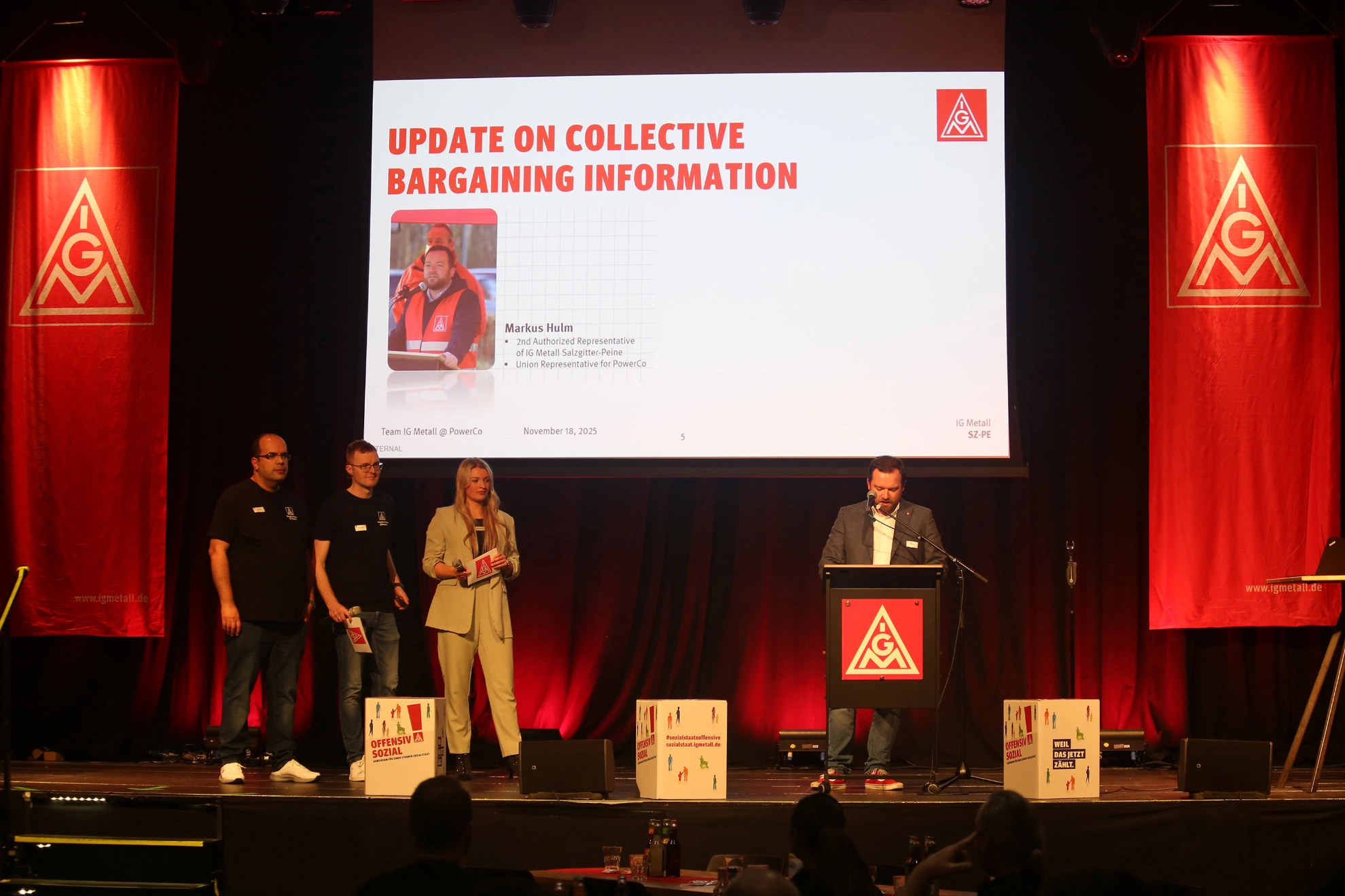 Von links nach rechts (Mahdi Louchem, Pascal Grundmeier, Jessica Lautenschläger, Markus Hulm).