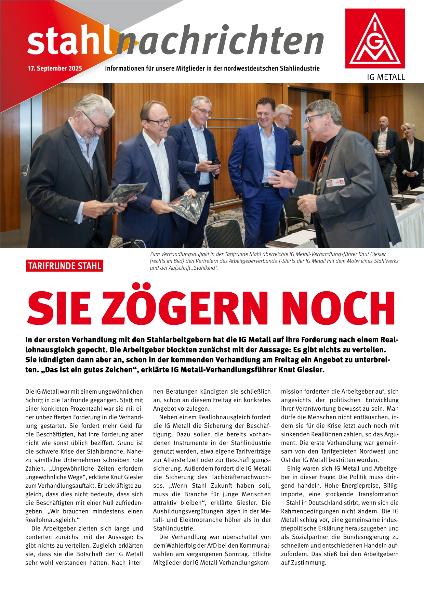 Flugblatt zur Stahltarifrunde: 