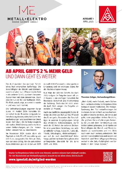 IG Metall Tarif-Flugblatt Metall- und Elektroindustrie April 2025