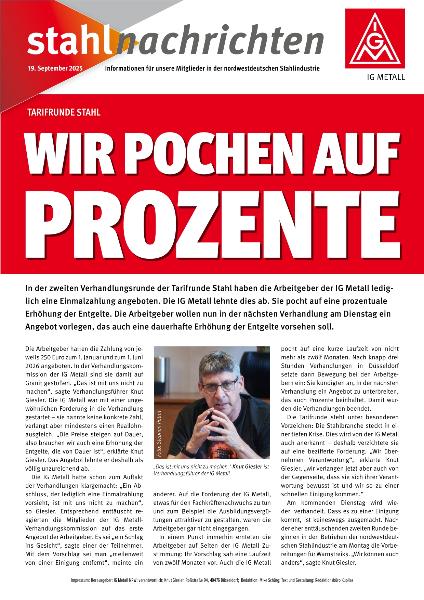 stahlnachrichten, 19.09.2025: 